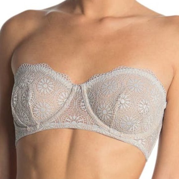 Free People Starla Underwire Convertible Lace Bra Skies Blue Gray - Picture 2 of 14